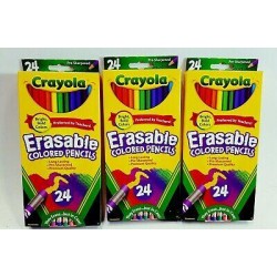 LOT OF 3 Crayola Erasable Colored Pencil Set 24-Colors NEW