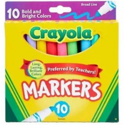 Crayola Broad Line Markers - Broad Point - Bold & Bright Colors 10 pack