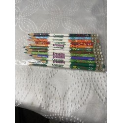 12 Crayola Erasable Colored Pencils Assorted with Erasers