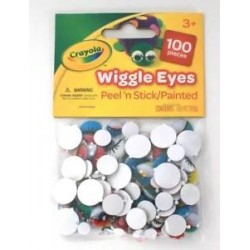 1 Bag Crayola 100 Pieces Multicolored Wiggle Eyes Peel N Stick Painted