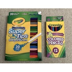 MIxed Lot of Crayola Colored Pencils And Super Tips Washable Markers