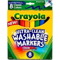 Crayola Broad Line Washable Markers, 8 Markers, Classic Colors pack of 2
