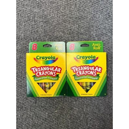 2 PACK Crayola Triangular Crayons Anti-Roll 16-Count Multi Color - FAST SHIPPING