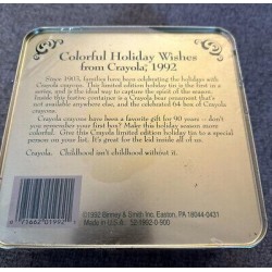 1992 Crayola Collectible Christmas Holiday Tin With 64 Count Box of Crayons New