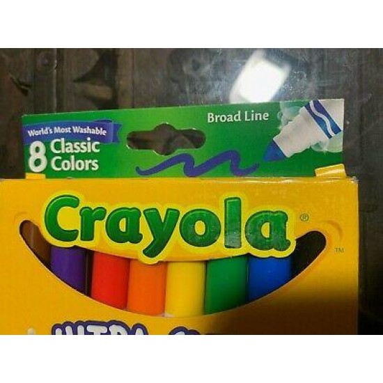 8 Crayola Ultra-Clean Washable Markers ColorMAX Classic Nontoxic Broad Line