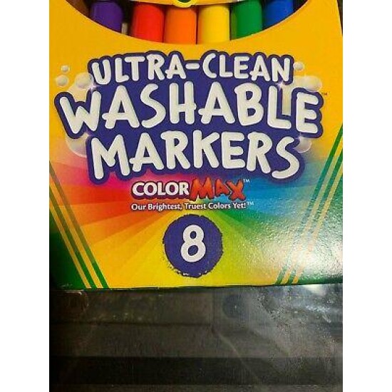 8 Crayola Ultra-Clean Washable Markers ColorMAX Classic Nontoxic Broad Line