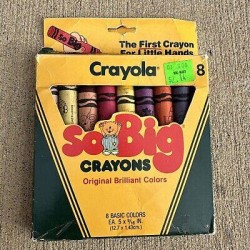 Vintage 1986 Crayola So Big Crayons 8 Pack - Retired Birdie Blue Candy Apple Red