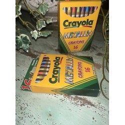 SET OF 2 Crayola Metallic Crayons Original 16 Ct. Box Vintage 2000 NEW OLD STOCK
