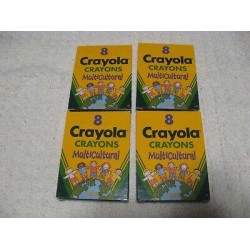 Vintage 90's 1992 Crayola MULTICULTURAL 8ct Crayons Lot of 4 Packages NEW!