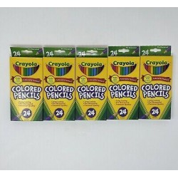 Lot of 5 NEW Crayola Colored Pencils 24 Count  Pre Sharpened Coloring Supplies