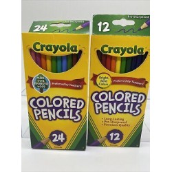 (2a) Crayola Colored Pencils Long Lasting  Sharpened Pink 24 & 12-Color Set 36tt