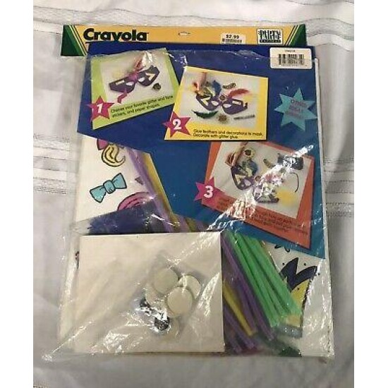 A7 New VTG 1990's Crayola Party Express Make Tag & Mask Kids Party Activity Kit