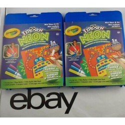 Crayola Color Explosion Neon Mini Stow & Go opened Lot of 2 Bundle