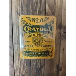 Vintage Crayola Binney & Smith No. 8 School Crayons Metal Tin Sealed - 8 Colors