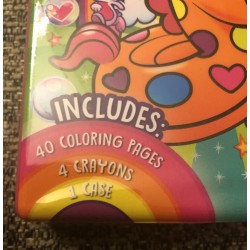 Crayola Coloring Case Uni-Creatures Travel Size Brand New. 40 Pgs 4 Crayons