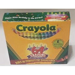 Vintage Crayola 50th Birthday 64 Crayons w Built in Sharpener
