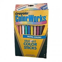 Vintage 1988 Crayola ColorWorks PASTEL Erasable COLOR STICKS Eraser & Sharpener