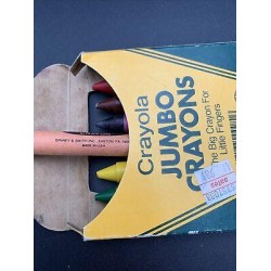 Vintage Crayola Jumbo Crayons 8 Large with original box, Made in USA NOS