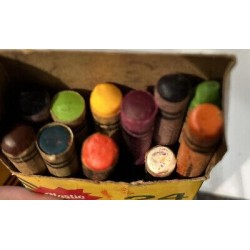 Vintage Crayola Crayons in Original Box + Plastic Case Used