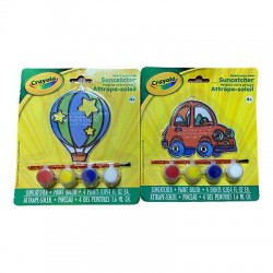 Two 2 Crayola Suncatcher Four Paint Brush Set Kids Crafts Car Hot Air Balloon