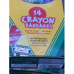 6 Boxes Crayola Crayon Bandages Sterile Assorted Colors One Size Kids 14 ct