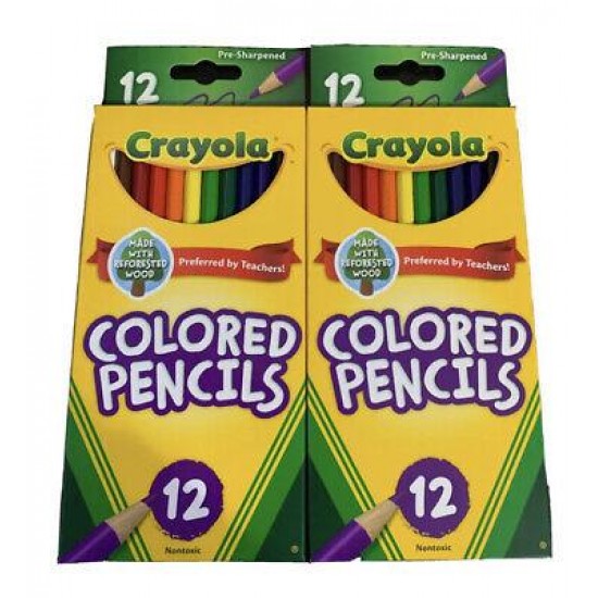 Crayola Colored Pencils 12 Pack Lot Of 2 Nontoxic 24 Total Bright Bold