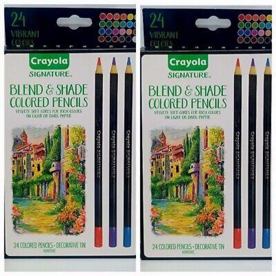 (2 Pack)Crayola Signature Blend & Shade Colored Pencils 24 Vibrant Colors