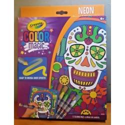 Crayola Color Magic Neon Sugar Skulls 12 Pages 6 Markers New