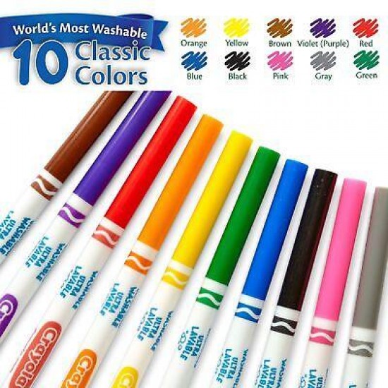 Crayola Ultra-Clean Fine Line Washable Markers 10/Pkg-Classic Colors 58-7852