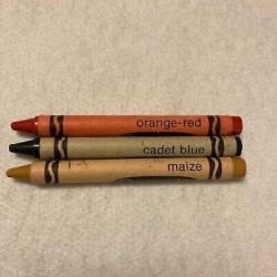 3 Crayola crayon colors: maize, orange-red, cadet blue discontinued Rare