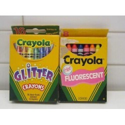 Vintage Crayola Crayons 2 Boxes Glitter 2003 & Fluorescent 1990 RARE NEW IN BOX
