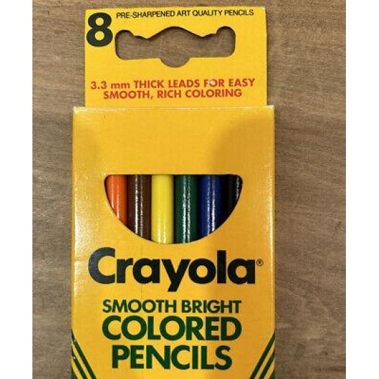 Vintage Crayola Smooth Bright Colored Pencils 8 Pack NOS 1990 Original Box #4008