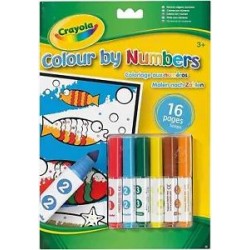 Crayola Colouring Book with Mini Markers Colour By Number 6pk