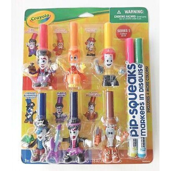 PIP SQUEAKS CRAYOLA MARKERS IN DISGUISE SET OF 6 CHARACTERS BJORN BROWN AXE RUBY
