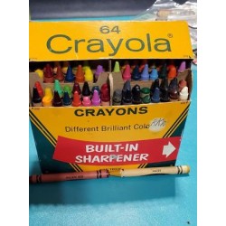 Vintage Crayola Crayons Box of 64 Smith & Binney Sharpener Indian Red & Maize