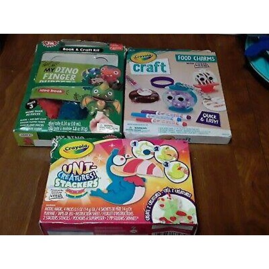 3 New Boxes of Crafts for Kids -Food Charms, Uni-Creatures Stackers, Finger Pupp