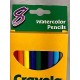 Vtg. Crayola (Classic Colors) Watercolor Wood Pencils + Brush. 8 pcs.   2000