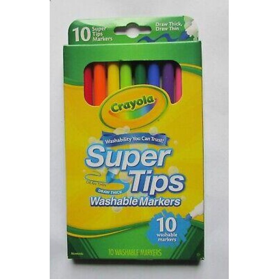 NEW Crayola Super Tips Washable Markers Pack of 10 assorted colors