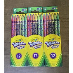 Lot of 3 Crayola Twistables Colored Pencils 12 Each