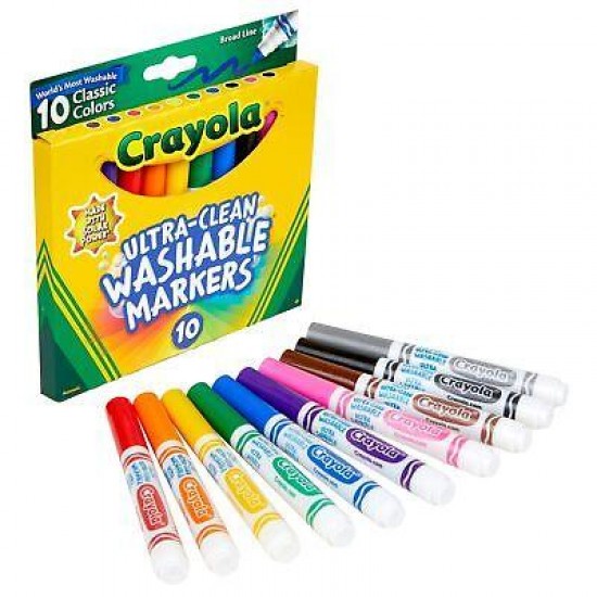 Crayola Ultra-Clean Color Max Broad Washable Markers 10/Pkg-Classic Colors 58-78