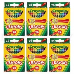Crayola 24 Count Assorted Color Crayons Lot of 6 Packs