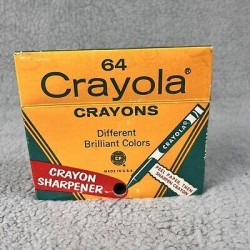 Vintage Binney & Smith Crayola Crayons 64 Pack Box built in sharpener Indian Red