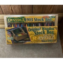 Vintage Crayola 1903 Wooden Stock Box Replica Box & 72 Crayons Collectors Ed