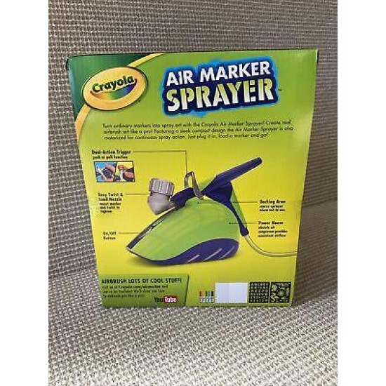 Crayola Air Marker Sprayer Kids Gift Set Electric Powered Airbrush Like Pro Kit