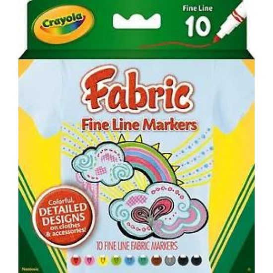 Crayola Fineline Fabric Markers - 10 pack