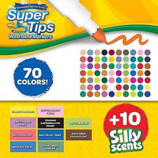 Crayola SuperTips Washable Markers 80ct with 80 Unique Colors, No Duplicates NEW