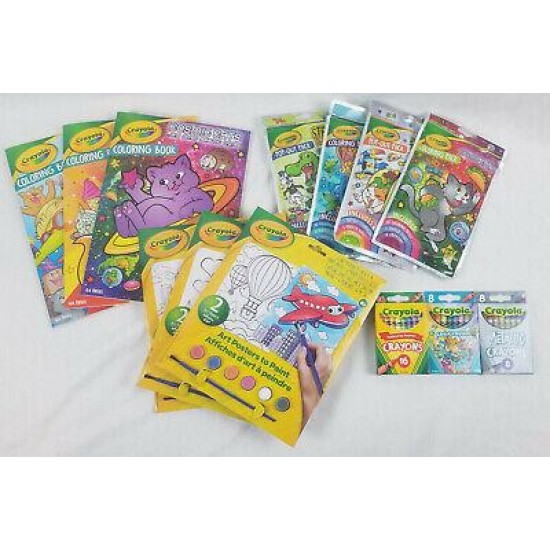 Crayola Activity Set Coloring Books Pop Outs Art Posters Paint Crayons 13 Pieces