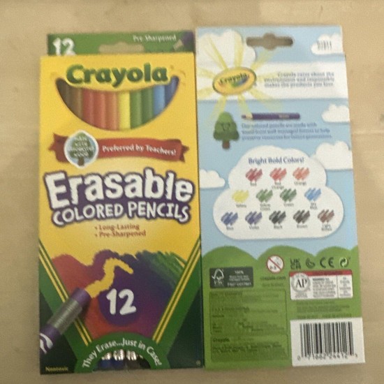 (PCK OF 2) Crayola Erasable Colored Pencils 12  Pencils