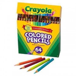 1 X Crayola Short Colored Pencil Set 64 Box 718360 Build in Sharper
