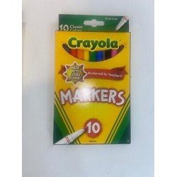 NEW - Crayola Fine Line Markers Assorted Classic Colors 10 count (Pack of 3)